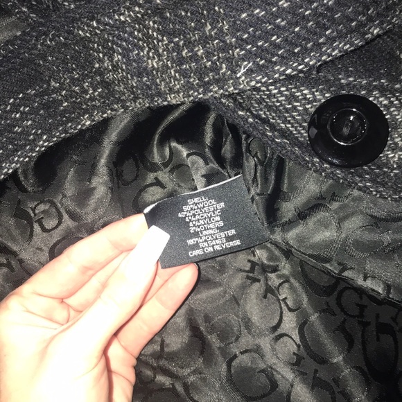 Guess Plaid Tweed 3/4 Sleeve Belted Jacket - Picture 5 of 6